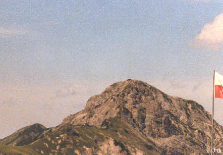 Blick von der Lamsenjochhütte auf das Hahnkampl